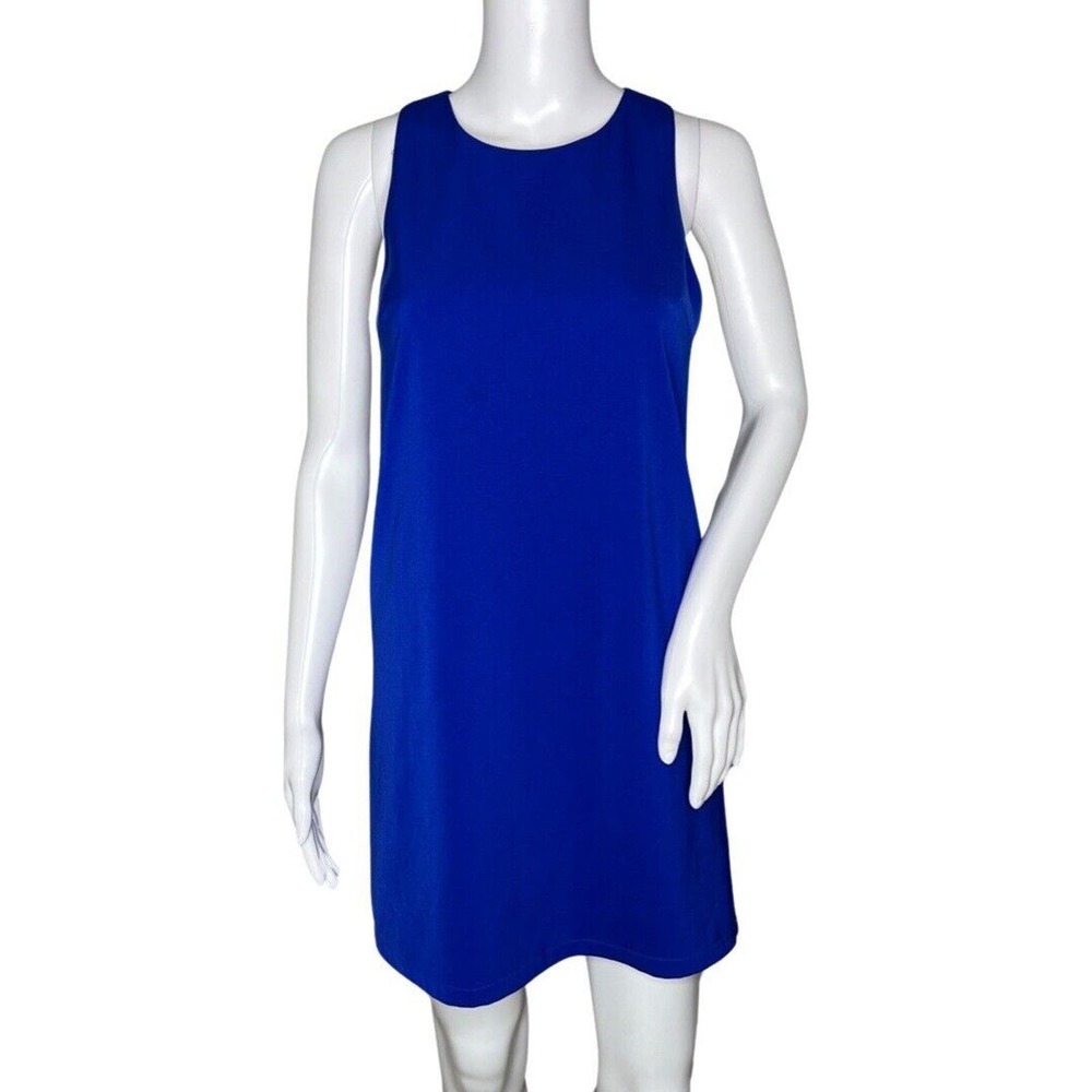 Very J Dress Womens Small Blue Shift Dress Tie Back Office Party Wedding Guest